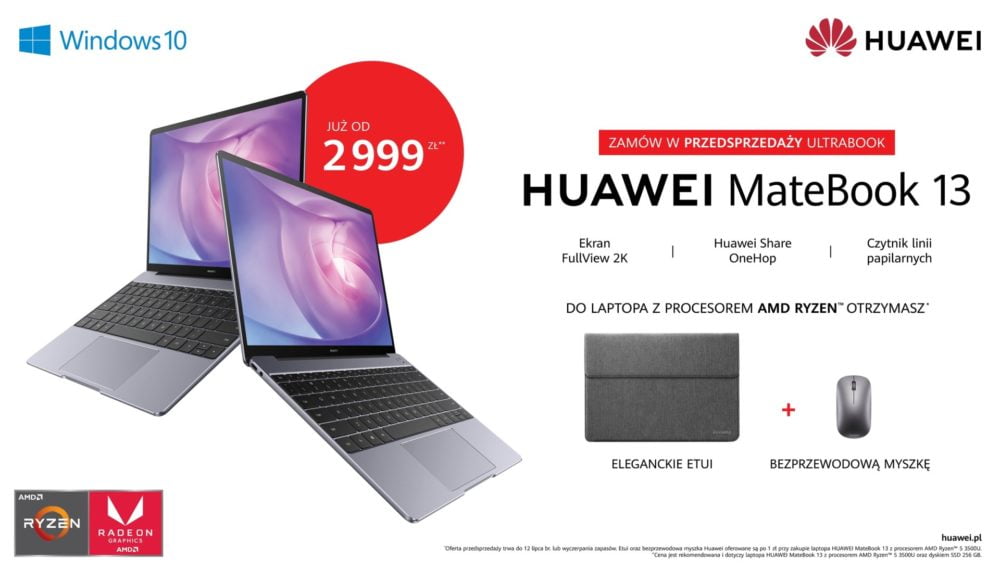 Zdjęcie okładkowe wpisu: Nowy ultrabook Huawei MateBook 13 z procesorem AMD Ryzen