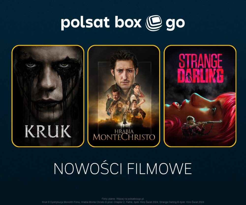 Zdjęcie okładkowe wpisu: Kruk, Hrabia Monte Christo, Strange Darling oraz wybitne kino od Gutek Film w Polsat Box Go